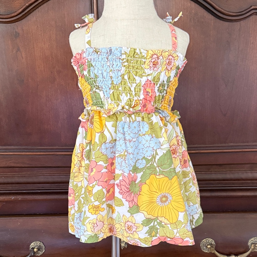 Janie and Jack Smocked Floral Dress Bloomer Set 12-18M Spring Summer Outfit